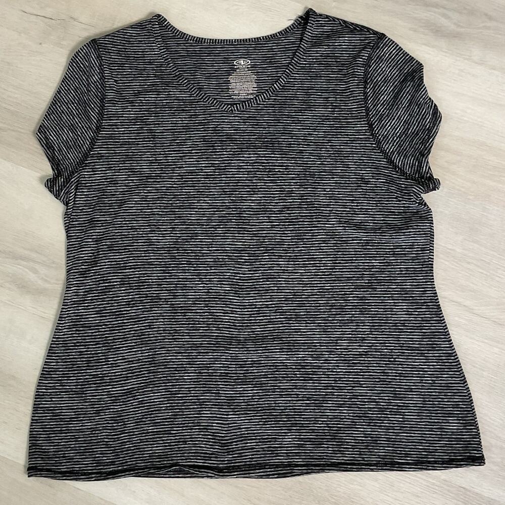 Athletic Works Black Striped Activewear Top Womens XXL